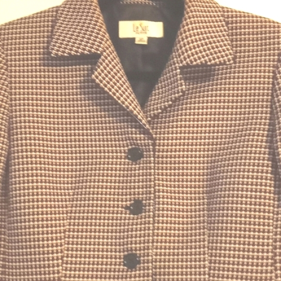 Le Suit Petite Houndstooth Pattern Jacket in Size 10P - Picture 2 of 7